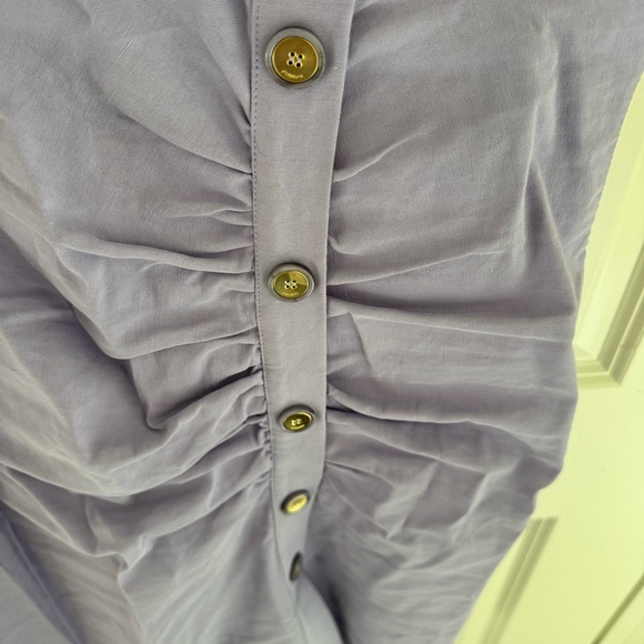 Pinko Lavender Purple Short Sleeve Asymmetric Button Front Dress | M - Picture 6 of 11